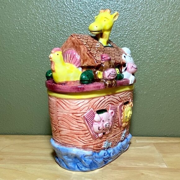 NOAH’S SS ARK 9 x 5 Ceramic Cookie Jar Canister New World Specialties Pre-owned - Picture 6 of 10